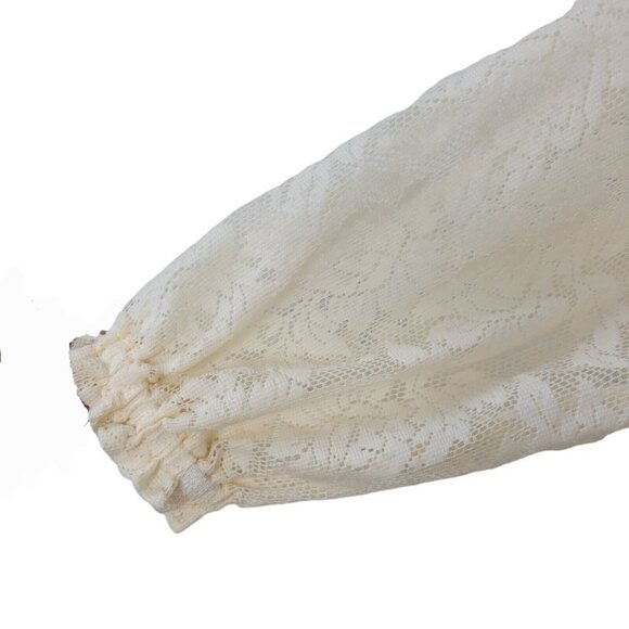 Steve Madden Lace Tunic Top Blouse Cream Sz Small Sheer See Through Peplum Hem - Picture 4 of 8